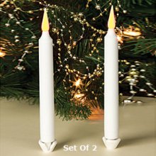 Set of 2 White LED Battery Operated Taper Candles - 9 Inch